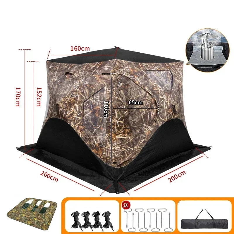 YOUSKY Outdoor Ice Fishing Tent 3-4 Person with Chimney Vent