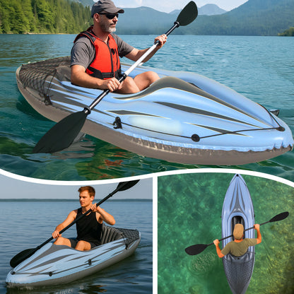 Inflatable Kayak Fishing Boat 1 Person Adult Blue Canoe