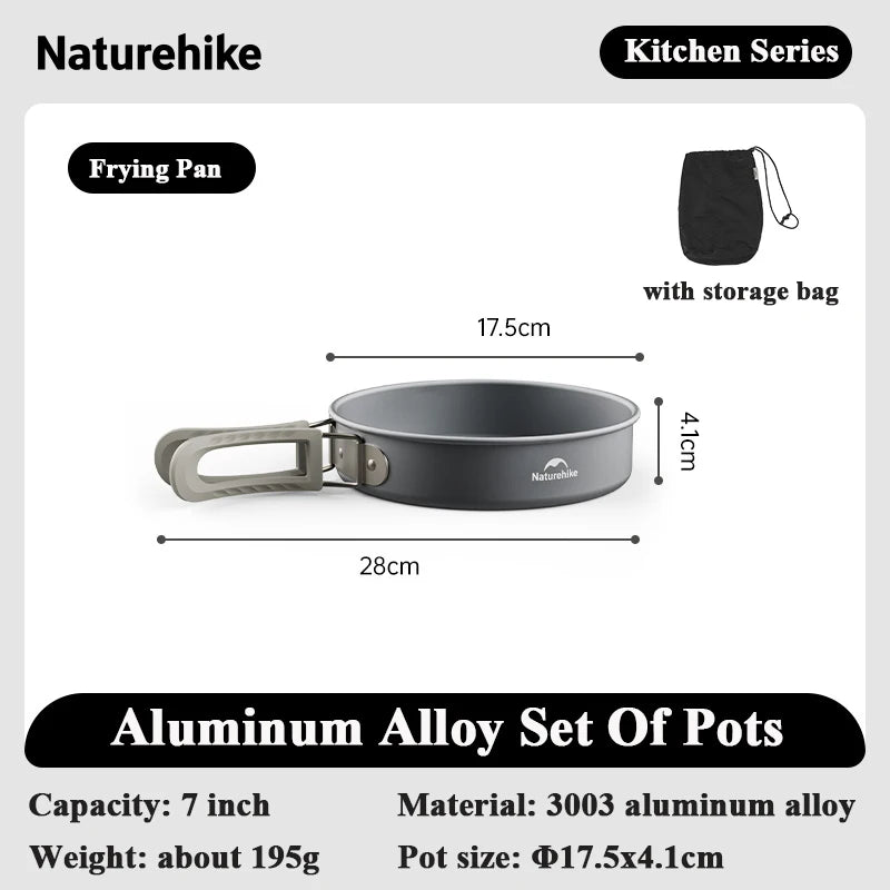 Naturehike Camping Pot Set 4-7 Persons Aluminum Alloy Cookware