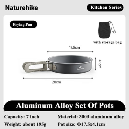 Naturehike Camping Pot Set 4-7 Persons Aluminum Alloy Cookware