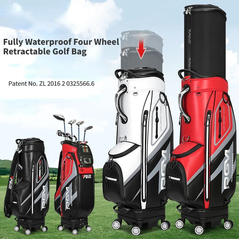 PGM High Capacity Golf Bag Four Wheel Waterproof Microfiber Leather