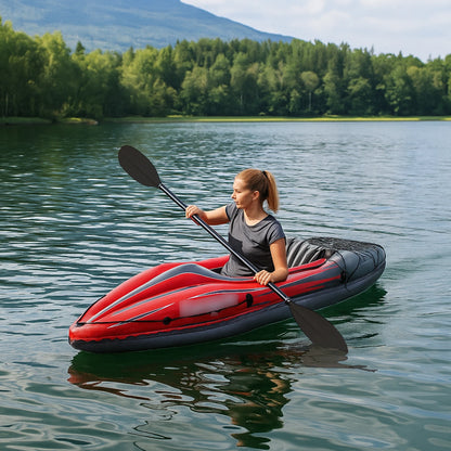 Inflatable Red Kayak  1 Person Adult Canoe,  High-Output Pump