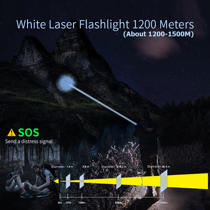 LEP White Laser Flashlight 1200-1500 Meters Rechargeable Battery