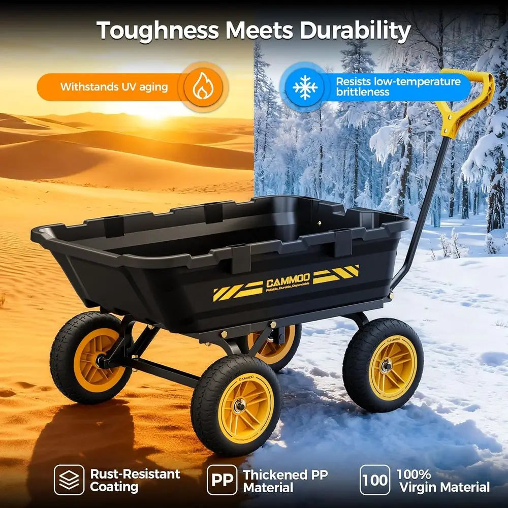 Expandable 10 Heavy-Duty Garden Dump Cart with 900lb Capacity and Quick-Release Dumping