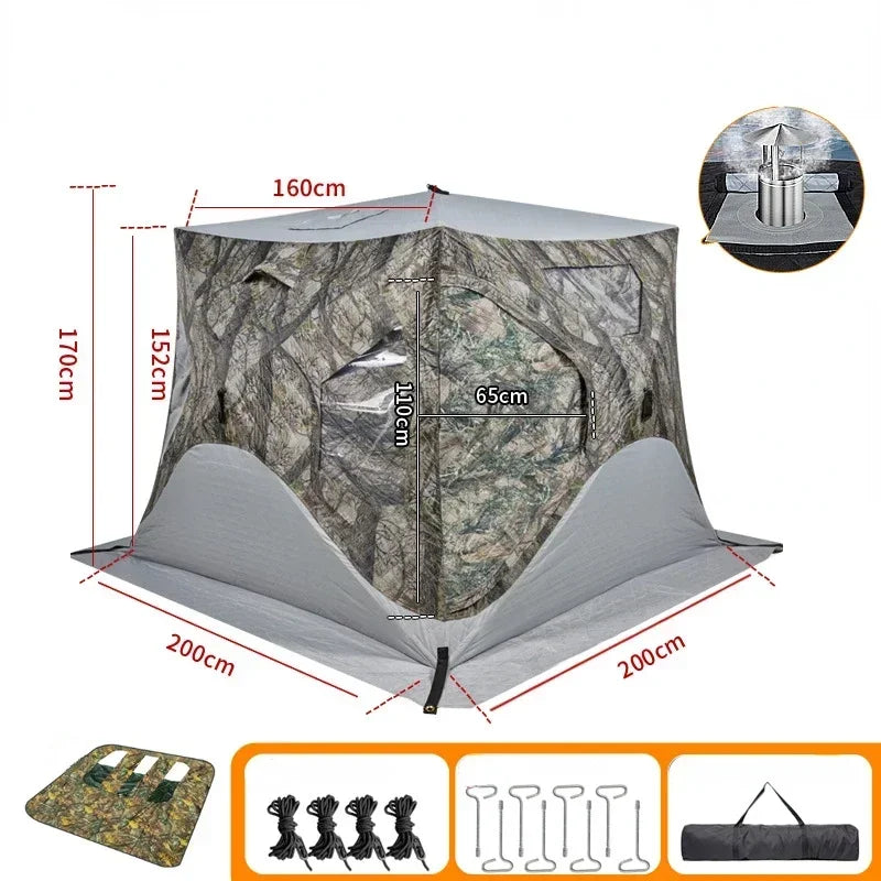 YOUSKY Outdoor Ice Fishing Tent 3-4 Person with Chimney Vent