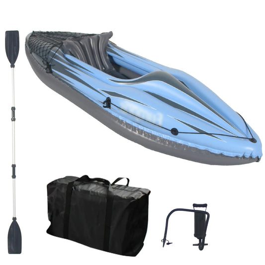 Inflatable Kayak Fishing Boat 1 Person Adult Blue Canoe