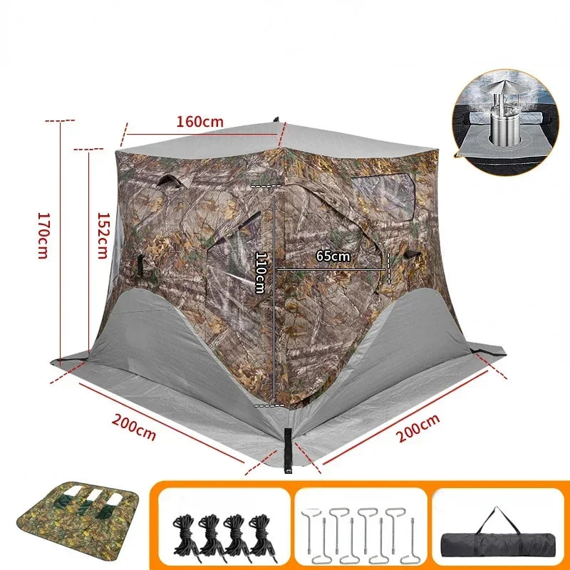 YOUSKY Outdoor Ice Fishing Tent 3-4 Person with Chimney Vent