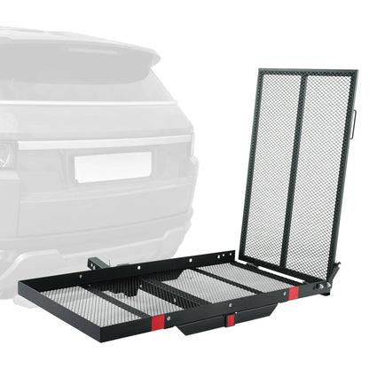 500LBS Mobility Scooter Carrier with Folding Ramp Fits 2" Hitch Receiver