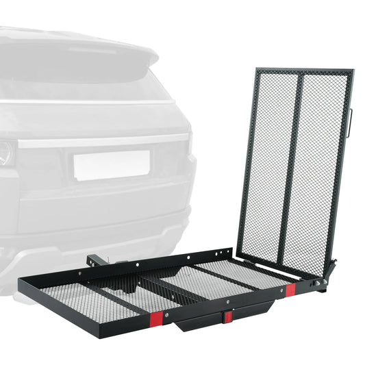 500LBS Mobility Scooter Carrier with Folding Ramp Fits 2" Hitch Receiver