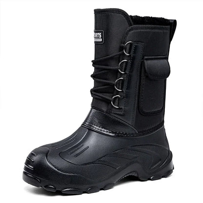 Warm Men Plush Snow Boots High Top Winter Men's Mid Calf Boots Waterproof Motorcycle Outdoor Anti-Slip Men Hiking Boots New