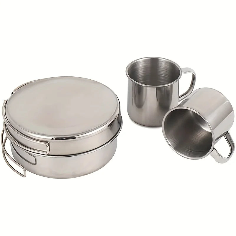 8Pcs Camping Cookware Set Stainless Steel