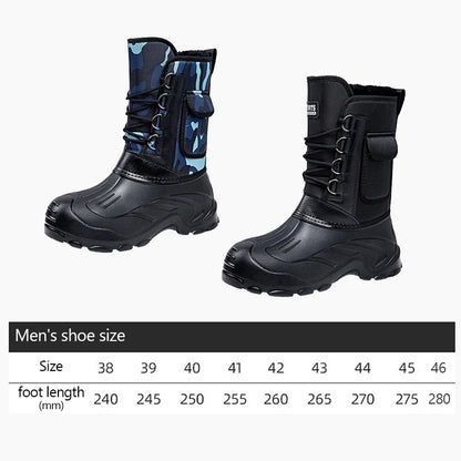 Warm Men Plush Snow Boots High Top Winter Men's Mid Calf Boots Waterproof Motorcycle Outdoor Anti-Slip Men Hiking Boots New
