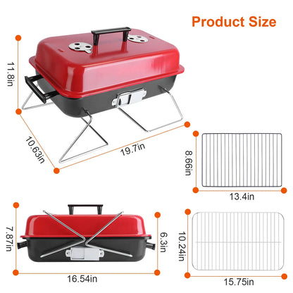 Portable Charcoal BBQ Grill Folding Tabletop Smoker