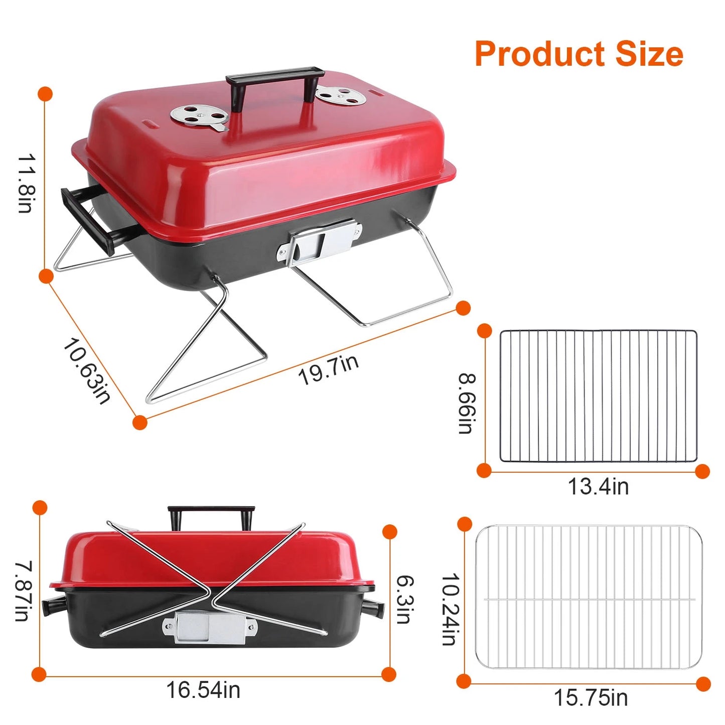 Portable Charcoal BBQ Grill Folding Tabletop Smoker