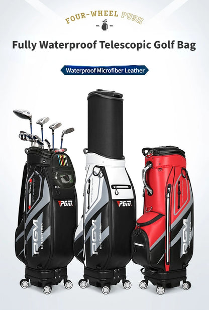 PGM High Capacity Golf Bag Four Wheel Waterproof Microfiber Leather