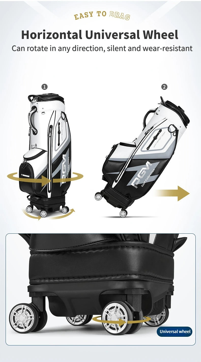 PGM High Capacity Golf Bag Four Wheel Waterproof Microfiber Leather