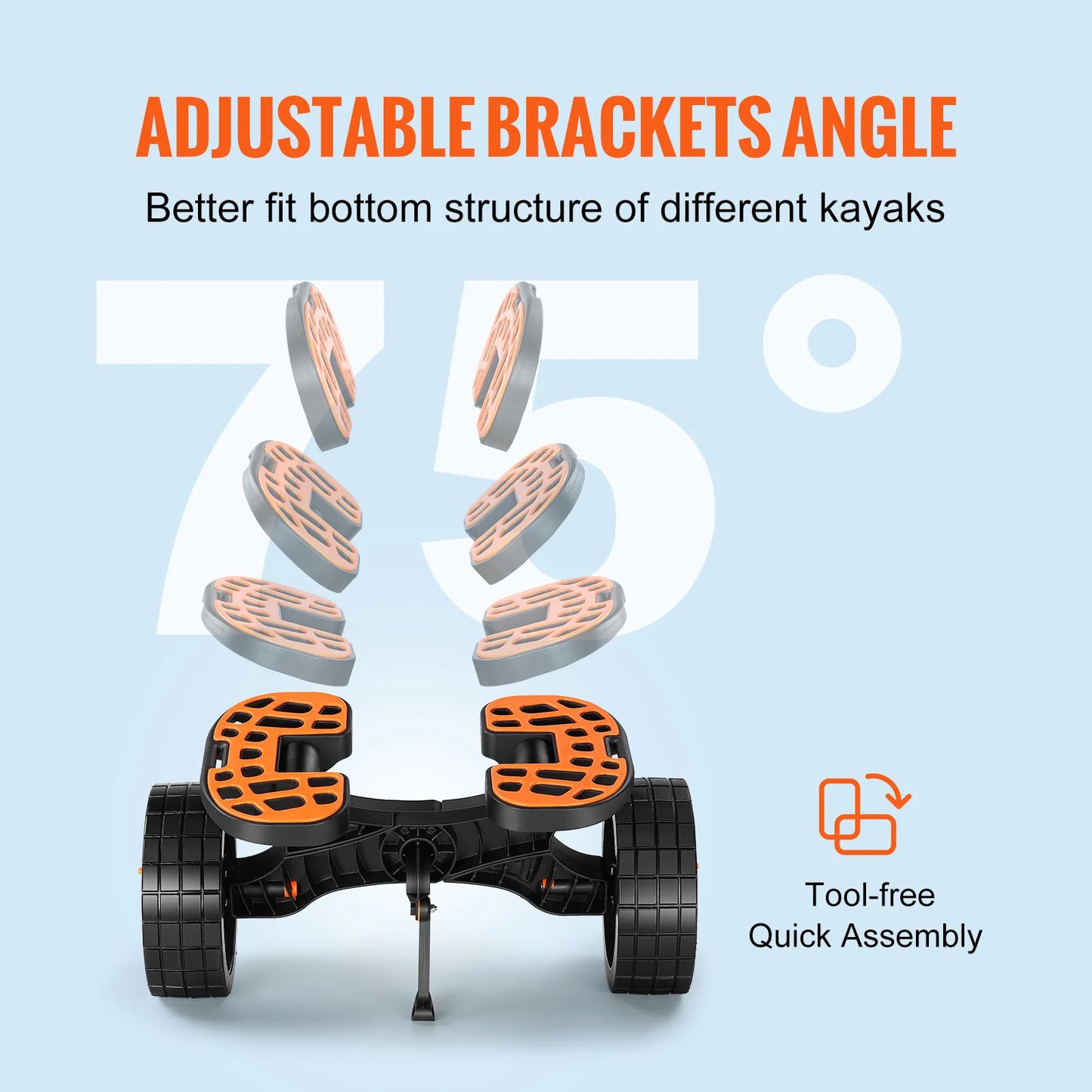 VEVOR 320lbs Kayak Cart  Adjustable Brackets for Paddleboards