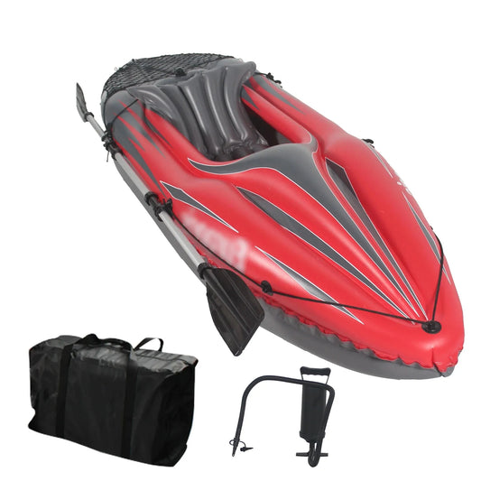 Inflatable Red Kayak  1 Person Adult Canoe,  High-Output Pump