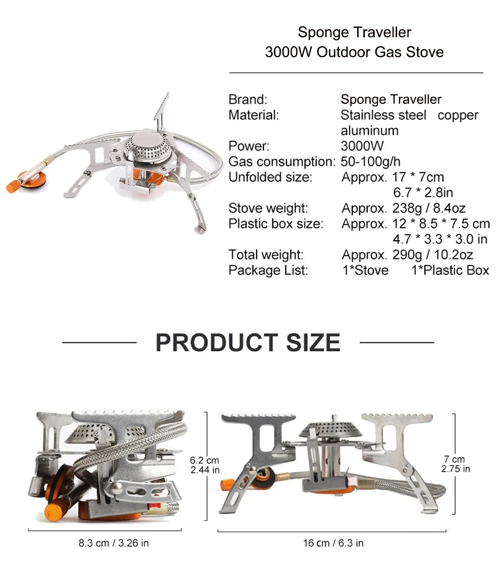 Camping Gas Stove  Backpacking Hiking Picnic 3500W