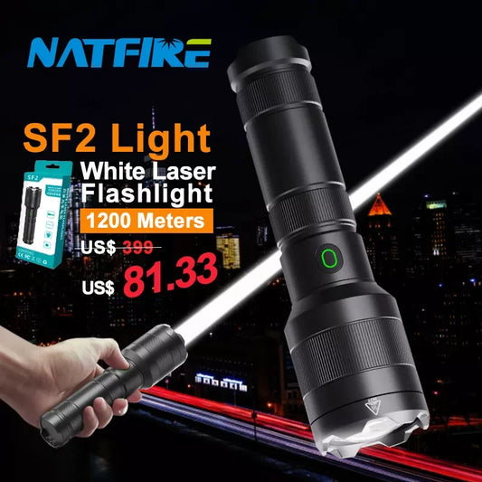 LEP White Laser Flashlight 1200-1500 Meters Rechargeable Battery