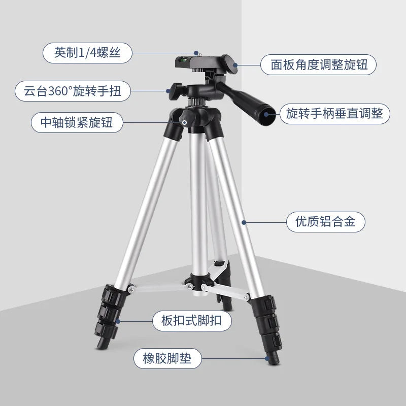 3-way Head 4-section Legs with Quick Lever Locks Cam Tripod