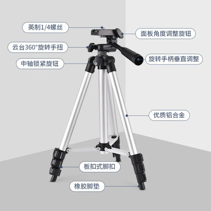3-way Head 4-section Legs with Quick Lever Locks Cam Tripod