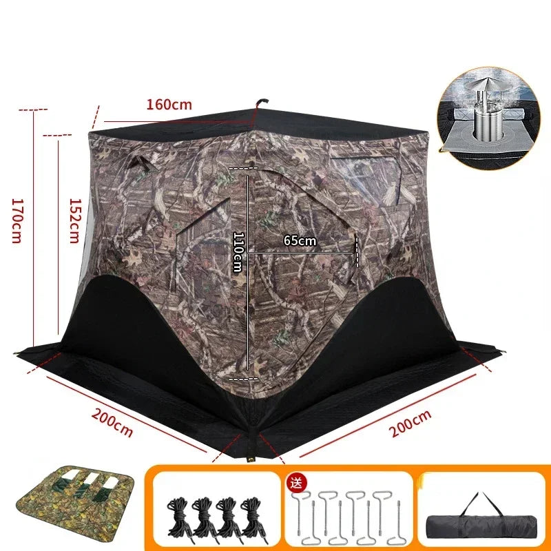 YOUSKY Outdoor Ice Fishing Tent 3-4 Person with Chimney Vent
