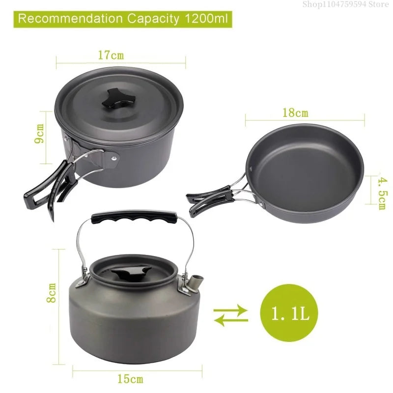 Outdoor cooking equipment - 2-3 person camping pot set