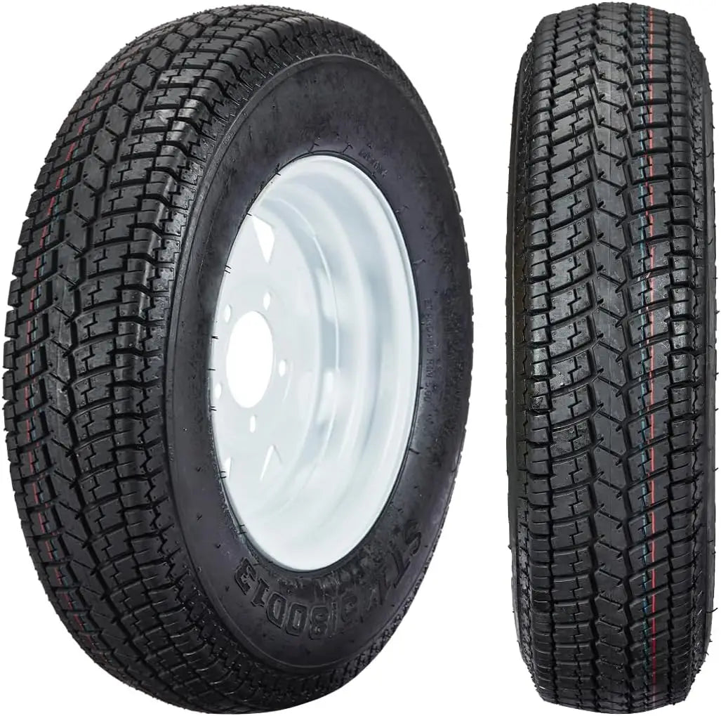 2-Pack Trailer Tires On Rim ST175/80D13 175 80 13 Load Range C 5-Lug White Spoke