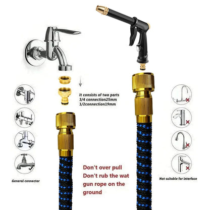 25FT-100FT Expandable Magic Hose High Pressure Car Wash Hose With Spray Gun Set Outdoor Watering Irrigation Tool Garden Hose