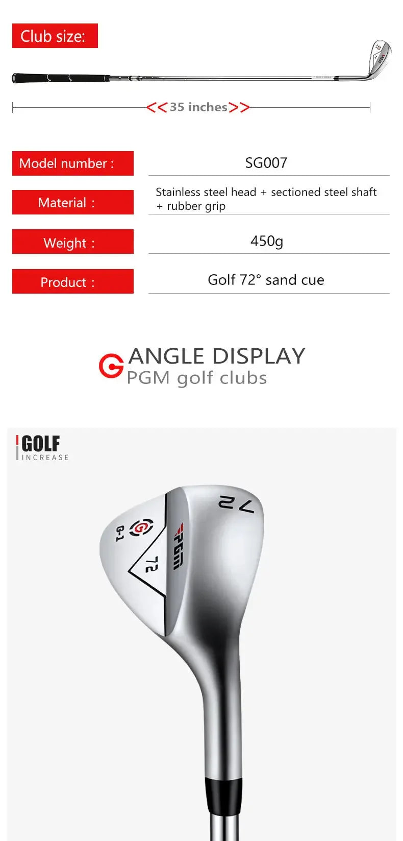 PGM Right Handed Stainless Steel Sand Wedge72 Degree
