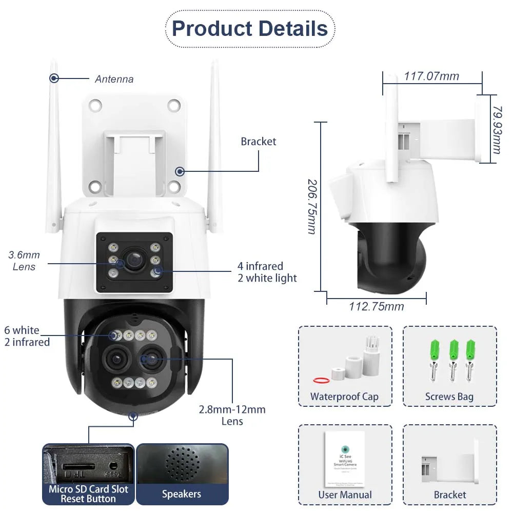 12MP 6K Outdoor WIFI CCTV 8MP Surveillance Cam