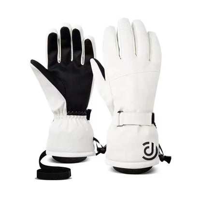 Ski Gloves  White Black Warm Waterproof Gloves