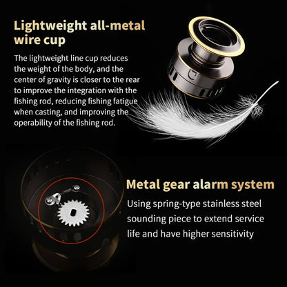 Fishing Reel, He1000-7000 Series, 5.2:1 Gear Ratio, Aluminum Alloy Body