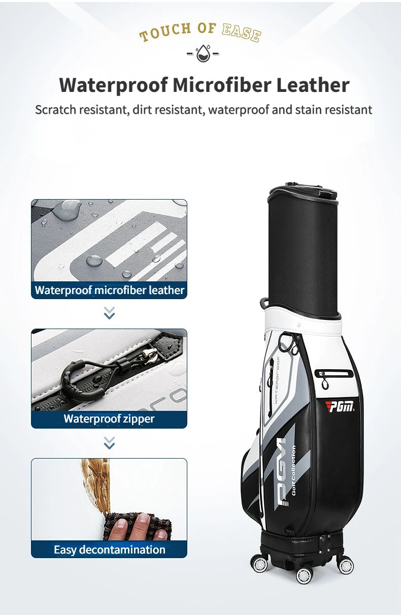 PGM High Capacity Golf Bag Four Wheel Waterproof Microfiber Leather