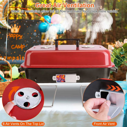 Portable Charcoal BBQ Grill Folding Tabletop Smoker