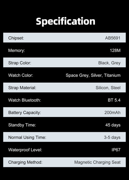 2025 smart watch, IP67 waterproof fitness activity tracker