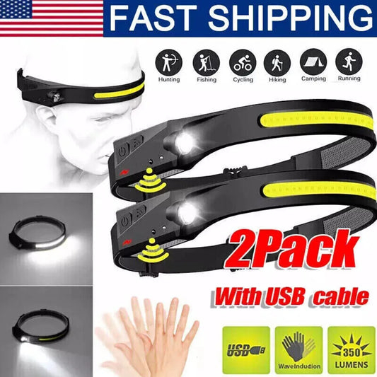 2PCS LED Headlamp USB Rechargeable