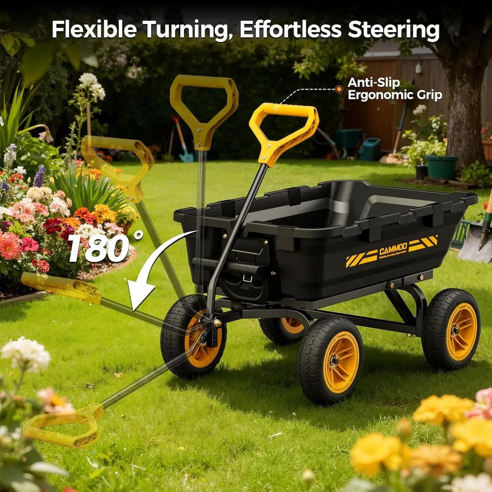 Expandable 10 Heavy-Duty Garden Dump Cart with 900lb Capacity and Quick-Release Dumping