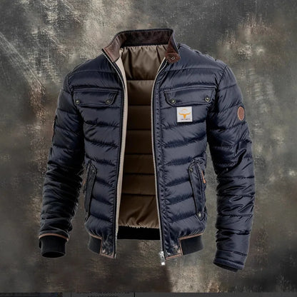 2026 Men's Vintage Leather Quilted Thermal Zip  Jacket