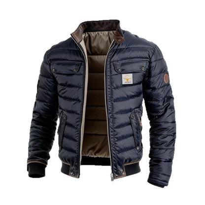 2026 Men's Vintage Leather Quilted Thermal Zip  Jacket
