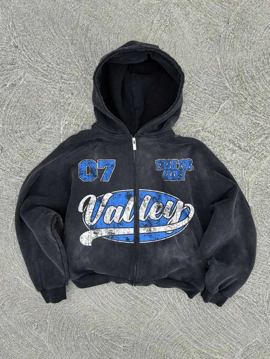 New Y2K American hip-hop casual zip up hoodie