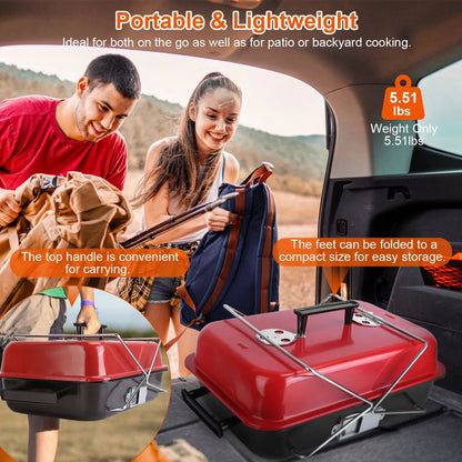 Portable Charcoal BBQ Grill Folding Tabletop Smoker