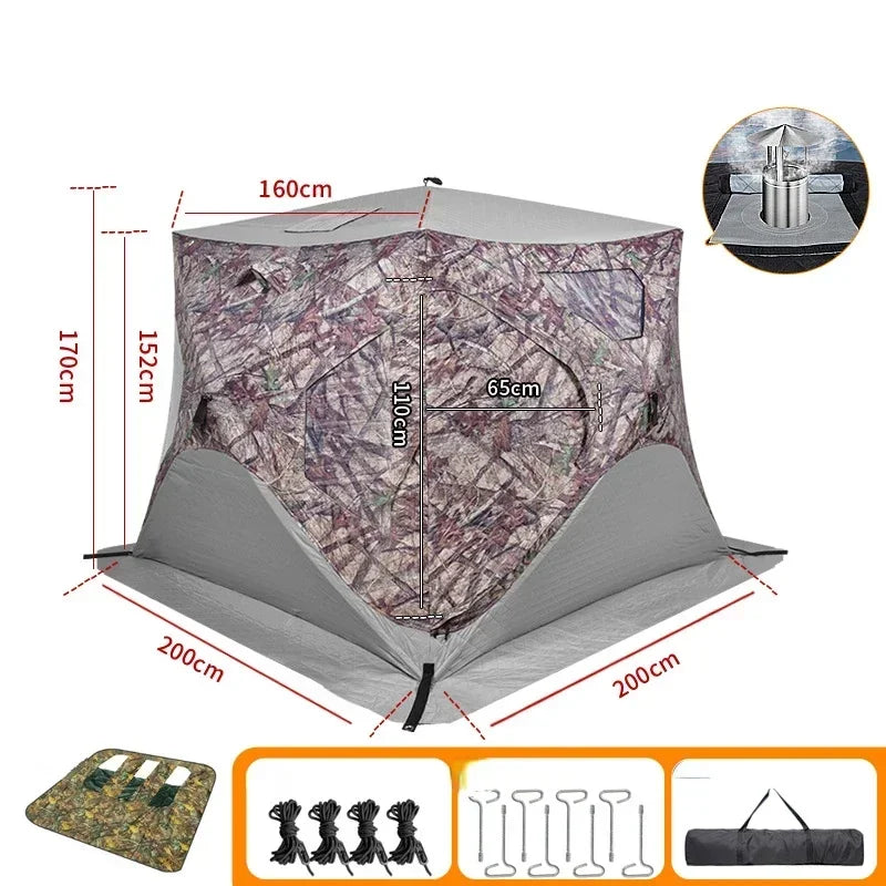 YOUSKY Outdoor Ice Fishing Tent 3-4 Person with Chimney Vent
