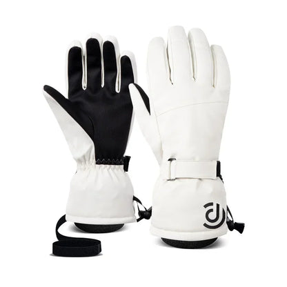 Ski Gloves  White Black Warm Waterproof Gloves