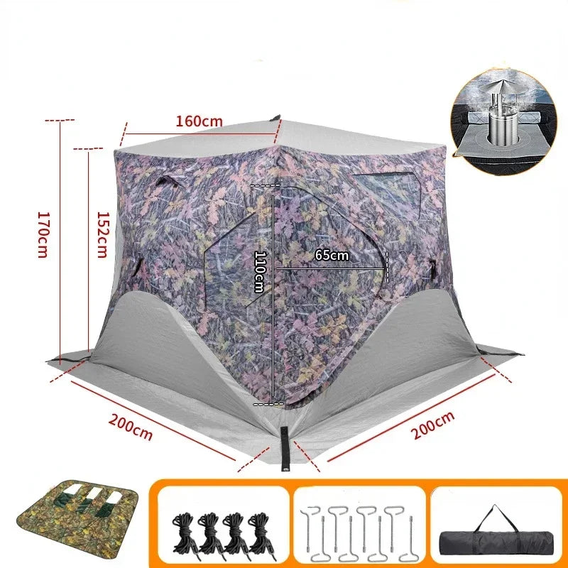 YOUSKY Outdoor Ice Fishing Tent 3-4 Person with Chimney Vent