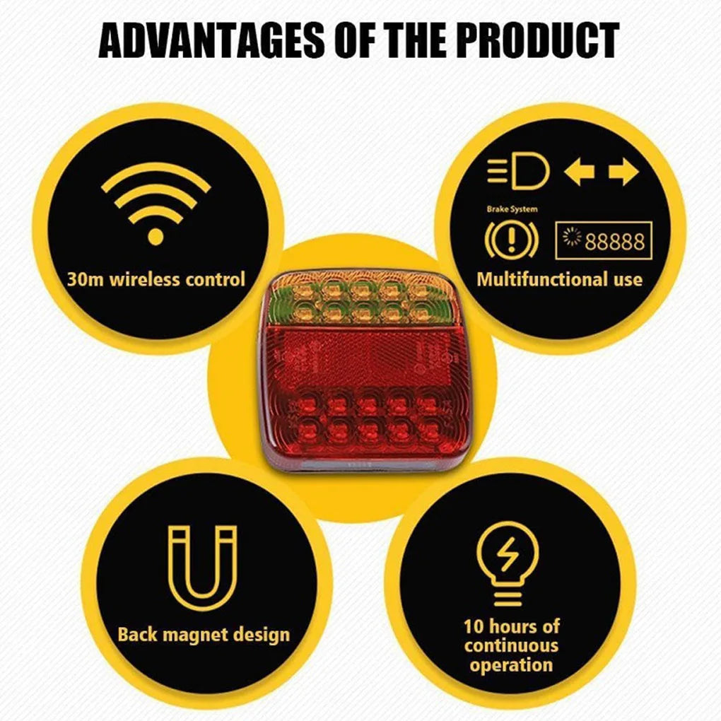 Magnetic Wireless LED Trailer Tail Light Rechargeable