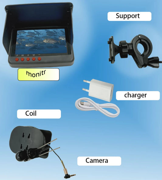 4K Camera Kit  5'' HD Display Underwater Fishing Camera