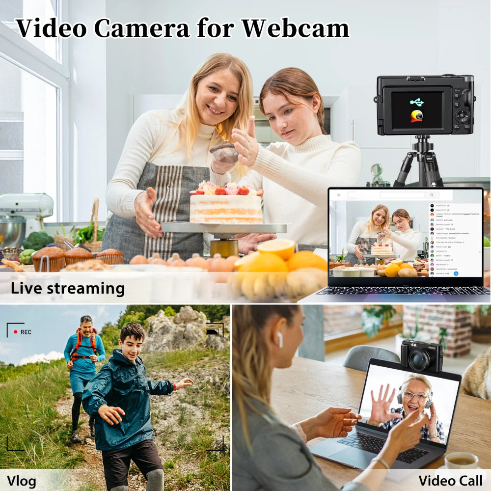 MELCAM 4K Digital Camera 3'' 180° Flip Screen