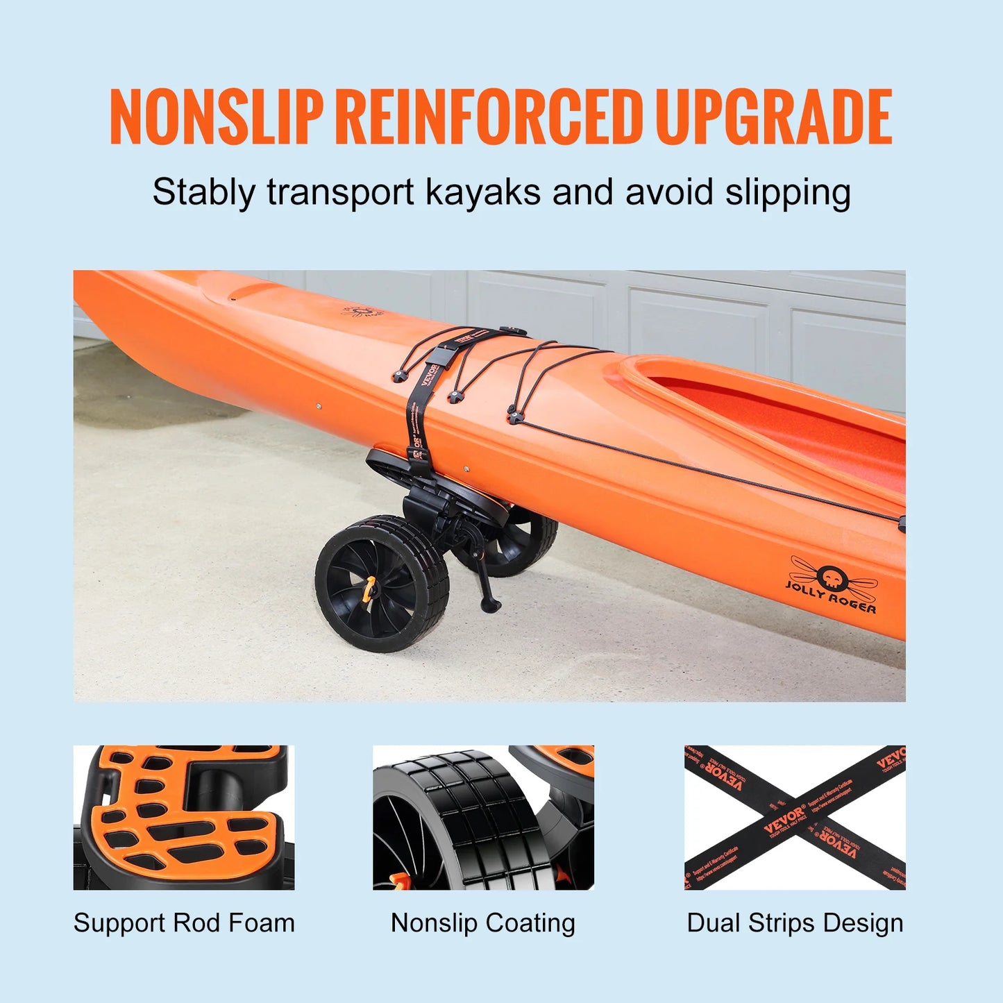 VEVOR 320lbs Kayak Cart  Adjustable Brackets for Paddleboards